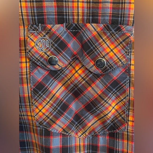 Wrangler Men's Retro Navy & Orange Plaid Snap Long Sleeve Western Shirt SizeXXL. - Picture 2 of 6